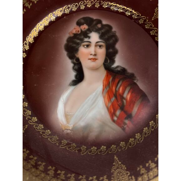 Antique Royal Vienna Bee Hive Porcelain Portrait Plate Hand Painted Gold Gilding - Picture 2 of 5